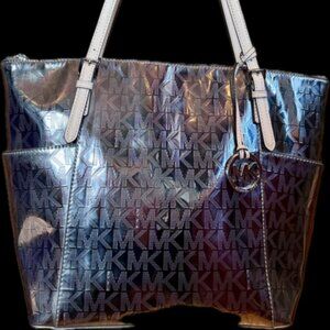 Michael Kors Jet Set Top Zip Mirror Metallic Tote (EUC)